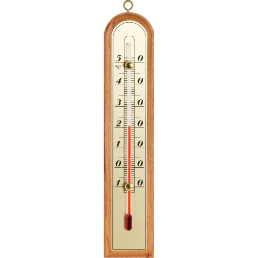 Drevený izbový teplomer, zlatá stupnica -10 až +50°C