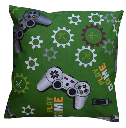PLAY GAME zelená bavlnená obliečka na vankúš