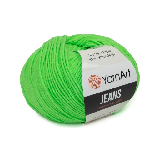 50g priadza, 55% bavlna 45% akryl, YarnArt Jeans neónová zelená 60