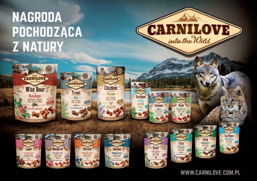 CARNILOVE chrumkavá pochúťka pre psov Pštros s černicami 200g