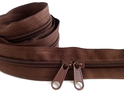 Špirálový zips 5 mm zips TMAVOHNEDÝ 5 metrov + 10 zipsov