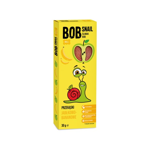 BOB SNAIL slimák 30g Jablko Banán prírodný, zdravý, chutný snack