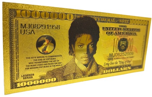 MICHAEL JACKSON Krásna kolekcia pozlátených bankoviek