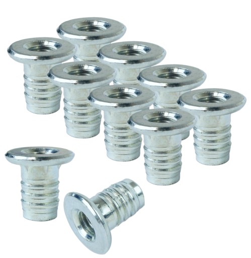 Zásuvka 10x M8 x 16 mm s límcom na prírodné drevo, biely pozink