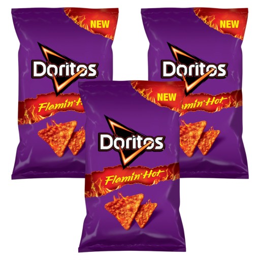 Doritos Flamin' Hot Corn chips s veľmi pikantnou príchuťou 3x 75 g