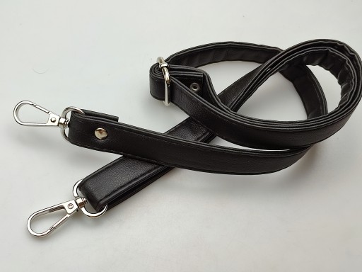 Popruh na kabelku 20 mm čierny so striebornými karabínkami 64 - 115 cm