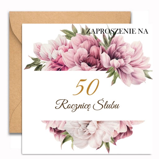 10ks POZVÁNKY NA 50. SVADOBNÉ VÝROČIE KVETY BIELE ALEBO HNEDÁ OBÁLKA 146