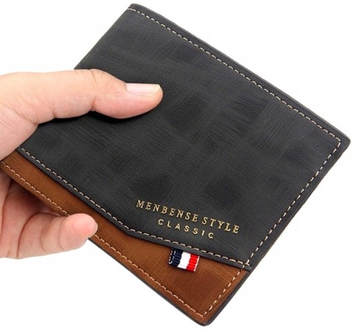 Kožená elegantná pánska peňaženka, skladacia, tenká