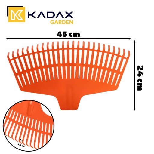 KADA ZÁHRADNÉ HRABLE NA LÍSTIE, PAPATY BEZ RÚČKY, PLAST ORANŽ.