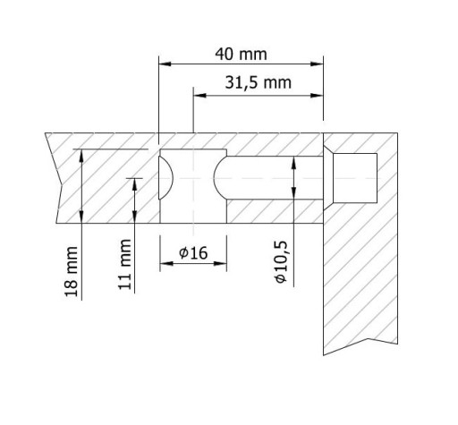 1x Silná hlavňová spojka Ø 16mm pre nábytok M8 závit
