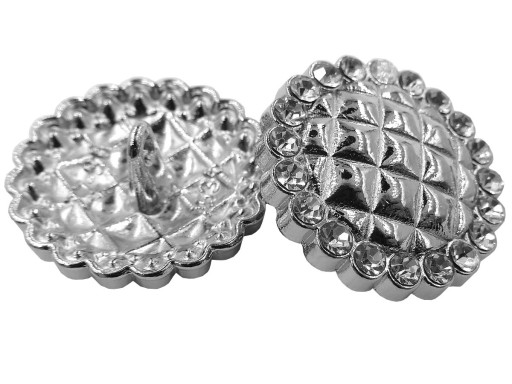 Gombíky so zirkónom, STRIEBORNÁ farba, 1 kus, 22 mm 18711