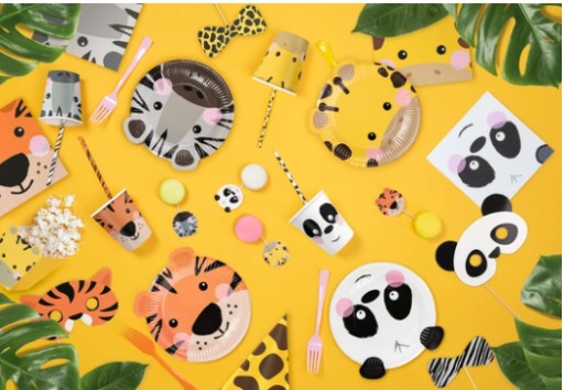 Papierové slamky na narodeniny ANIMALS tiger 10 ks