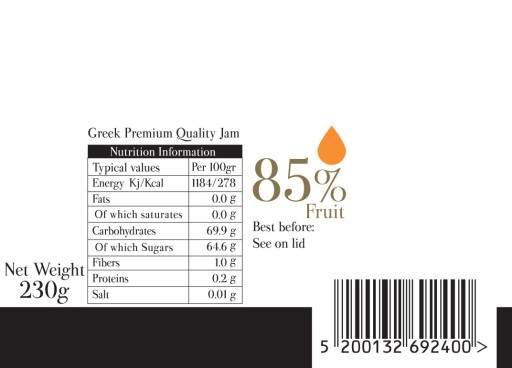 DŽEM S MARHUĽOVÝMI PREMIUM GRÉCKA OPHELIA GREECE 85 %