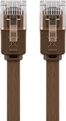 Sieťový prepojovací kábel LAN RJ45 kat.6 plochý U/UTP, tmavohnedý 7 m