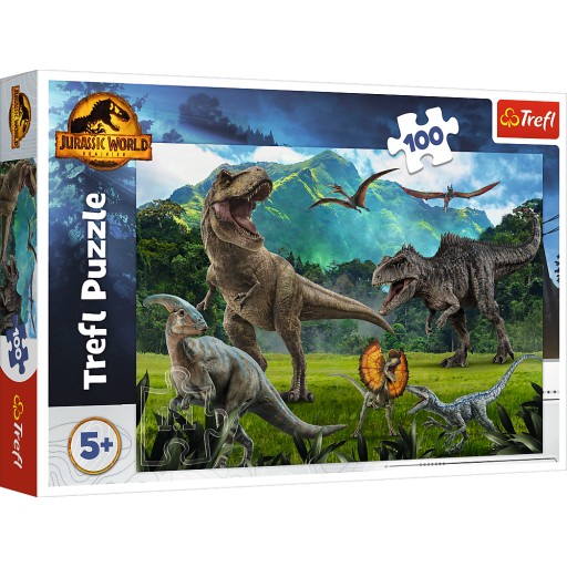 PUZZLE 100 JURASSIC WORLD PUZZLE DINOSAURS JURSKÝ PARK 5+ KOCIEK