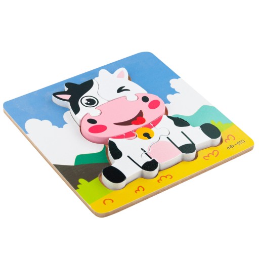 DREVENÉ PUZZLE VZDELÁVACIE KRAVSKÉ PUZZLE BLOK