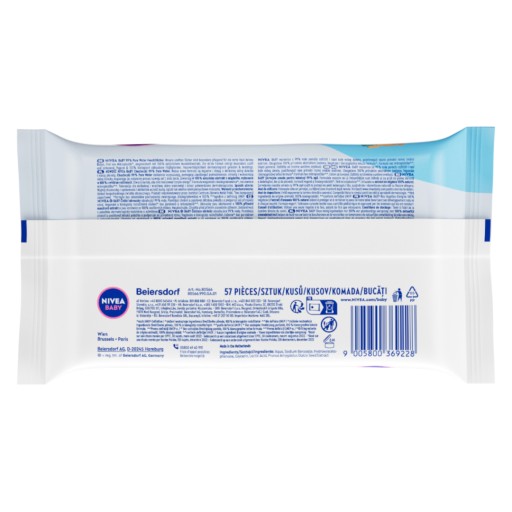 NIVEA BABY PURE WATER Vlhčené obrúsky pre deti, bez zápachu, 57 ks.