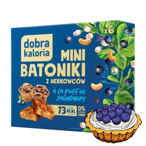 DOBRÉ KALÓRIE Zdravé tyčinky bez cukru Mini muffin čučoriedkový muffin 102g.