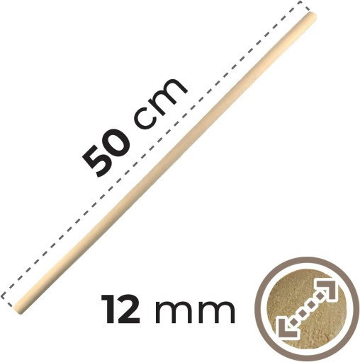 Drevená tyč, makramé - priemer 12 mm, dĺžka 50 cm - 3 ks.