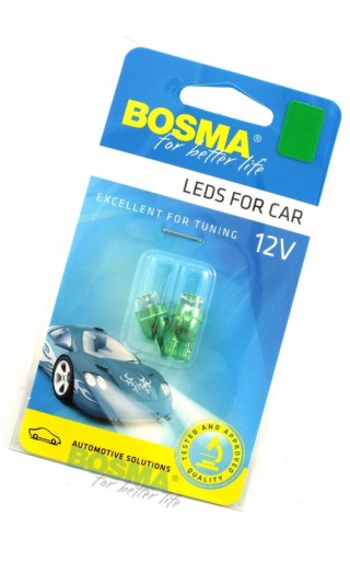 Bosma žiarovka 12v 1*LED štandard T10 zelená, 2 kusy
