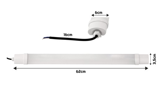 LED svietidlo 60 cm hermetické PANEL svietidlo 18W IP65 garážové dielenské svietidlo