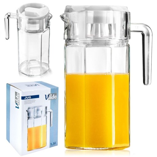 Nápoje džbán, džús, limonáda, pohár, pokrievka, 1,5L