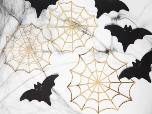 HALLOWEENOVÁ dekorácia - Zlaté pavučiny, 3 kusy!