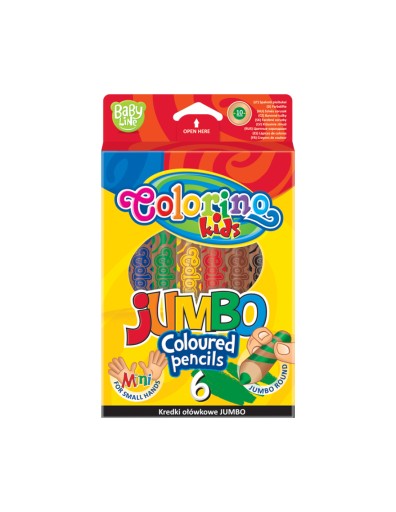 COLORINO PRVÉ ceruzkové farbičky 6 FARIEB JUMBO HRUBÝ PRÍRODNÝ strúhač