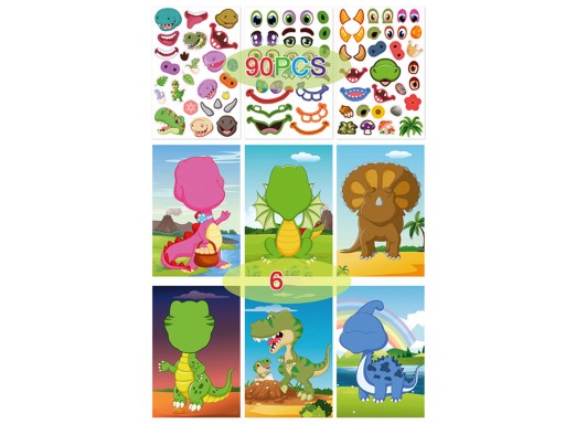 KARTY S NÁLEPKAMI Dinosaury Dino samolepky 90 ks