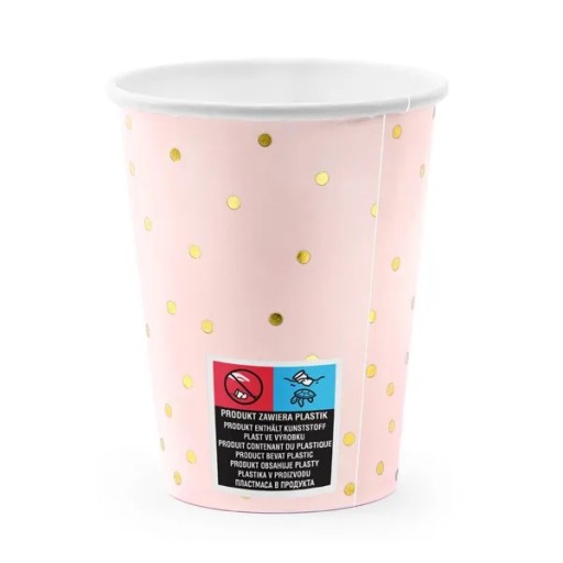 NARODENINOVÉ HRNČEKY ružové zlato bodky 260ml x6