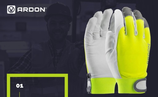 Reflexné kožené Fluo reflexné rukavice, 1 pár, veľkosť 8