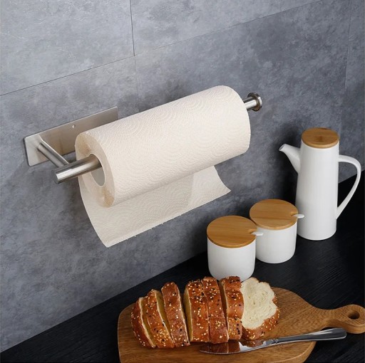 V3 STRIEBORNÝ DRŽIAK KUCHYNSKÝCH UTERÁK VEŠIAK NA PAPIER SKRUTOVANÝ