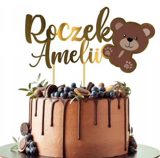 Tortový toper 1. narodeniny ROK STARÝ medvedík + MENO
