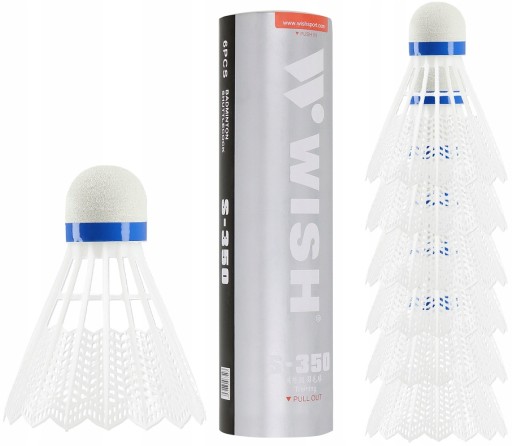 SET NYLONOVÝCH BOČIEK NA BADMINTON BIELY NYLONOVÉ BOČKY WISH 6 ks