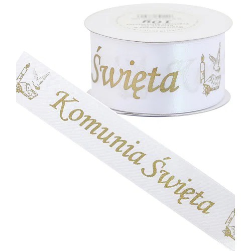 Stuha na sväté prijímanie 25mm/22mb biela/zlatá PRVÉ SV. prijímanie