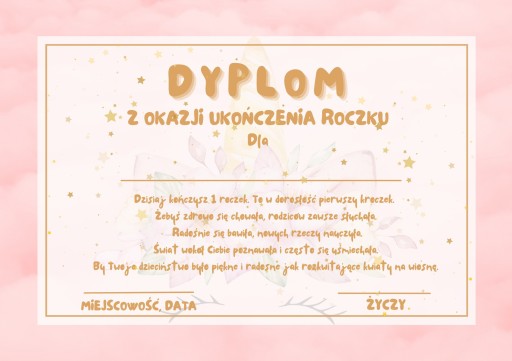 DIPLOMOVÝ DARČEK PRE DIEŤA k ružovému ročnému