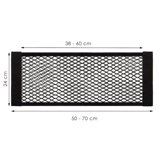 TAŠKA S ORGANIZÁTOROM PEVNÁ SIEŤ NA VELKRO NA KUF AUTA 50x24cm