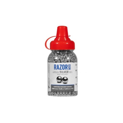 RAZOR GUN STEEL SHOT Strieborná 4,46 mm BB GULE 1500 ks.