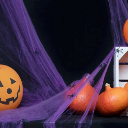 SPIDER WEB dekorácia XL fialové HALLOWEENSKÉ pavúky