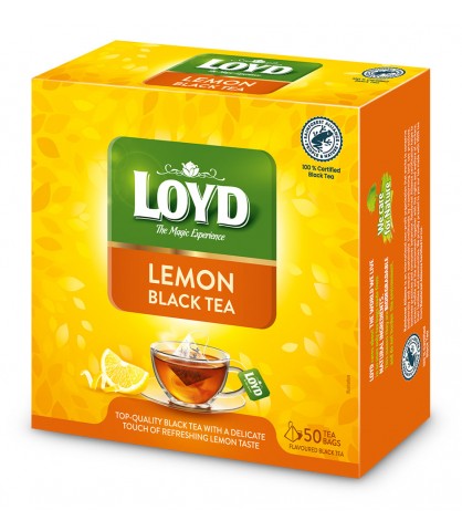 Klasický čierny čaj s citrónom Čierny čaj citrón veľké balenie 50T LOYD