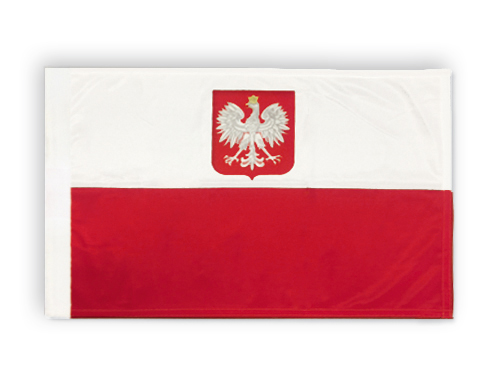 Znak poľskej vlajky na stožiari motocykla Poľsko s emblémom