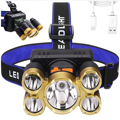 ČELOVÁ LAMPA 5 X CREE LED ČELOVÁ LAMPA VÝKONNÉ NASTAVITEĽNÉ 4 REŽIMY