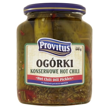 Nakladané uhorky s čili papričkou Provitus 640g