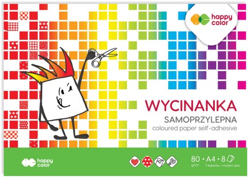 Samolepiaci vystrihovací blok A4 8 listov Happy Color zošit farebných papierov