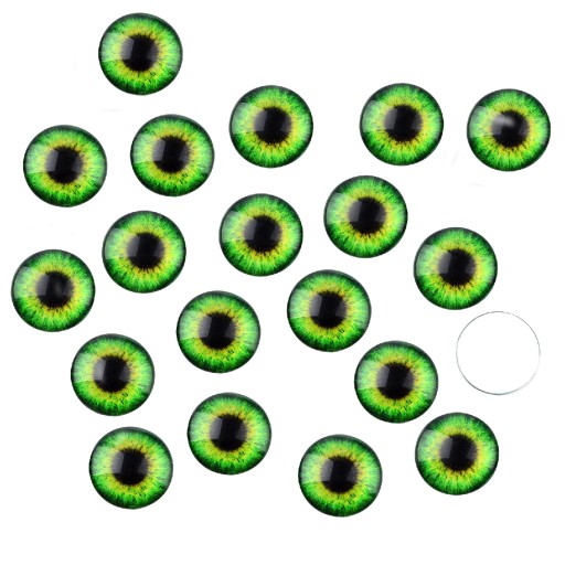 Očné sklenené kabošony 12x4mm 20 ks