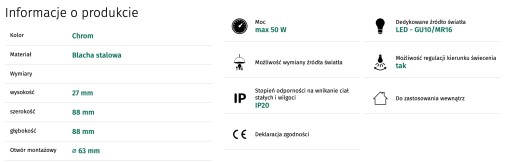 Nastaviteľné chrómové stropné svietidlo GU10 IDEUS