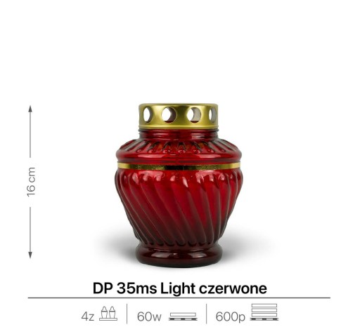 Sviečka sypaná 16 cm Červená DP35ms