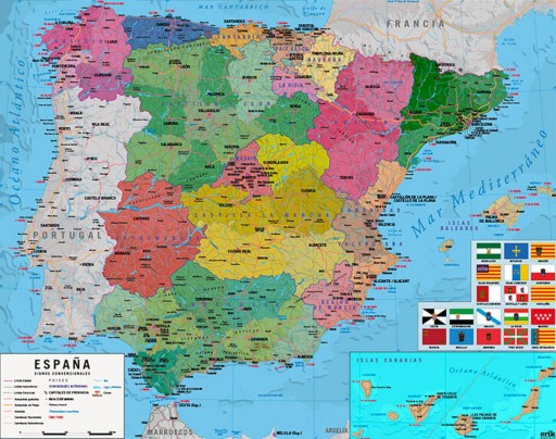 Nástenný plagát Španielska verzia Mapa Španielska 50x40