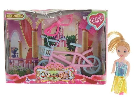 MINI BÁBIKA 9CM S BICYKLOM