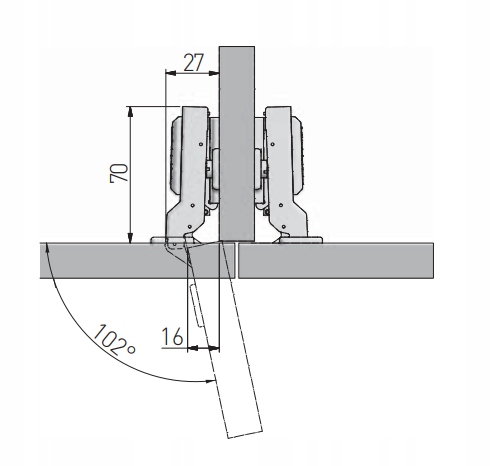 Samozatvárací/hydraulický polozadlabávací pánt hc08 + vedenie H=0